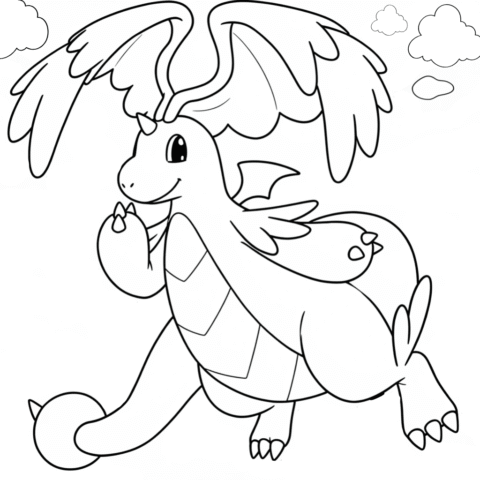 Mega Dragonite Coloring Page Pokemon