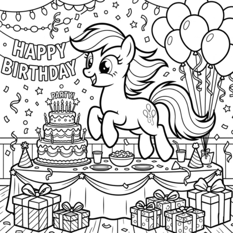 My Little Pony Party Coloring Page Birthday Fun