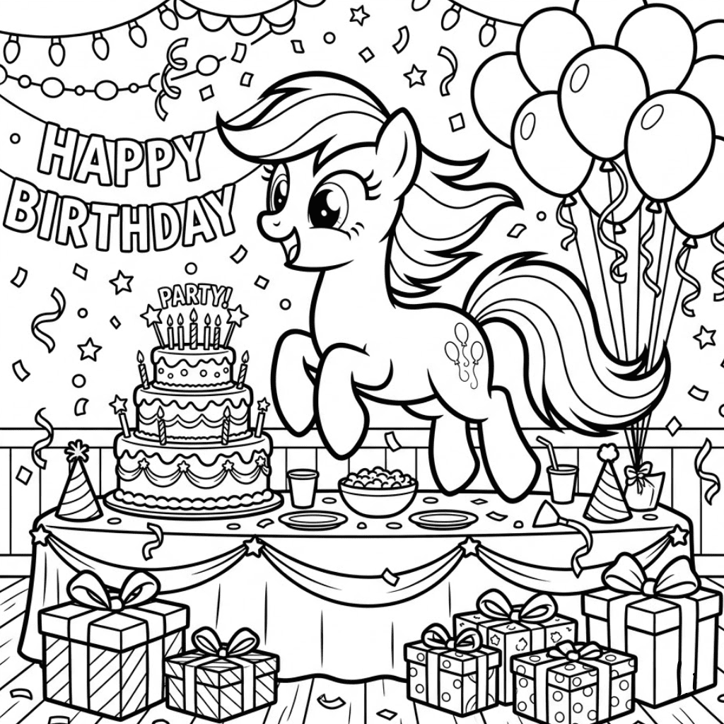My Little Pony Party Coloring Page Birthday Fun