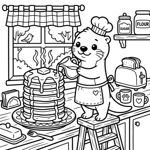 Pancake Coloring Page puffly the otter