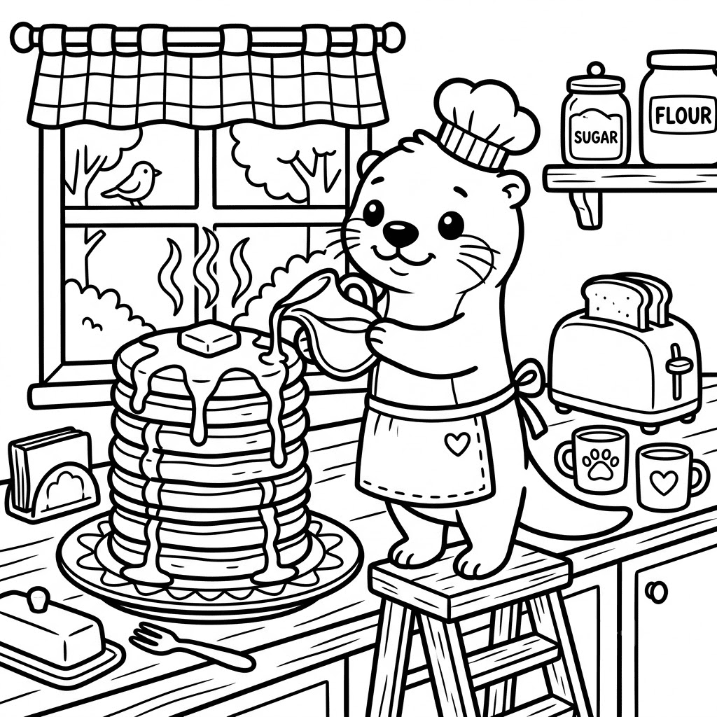 Pancake Coloring Page puffly the otter