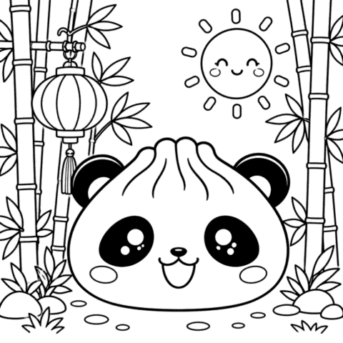 Panda Dumpling Coloring Page
