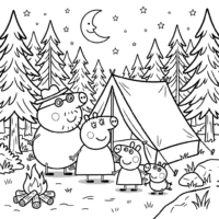 Peppa Pig Camping Coloring Page