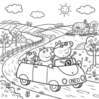 Peppa Pig Car Coloring Page