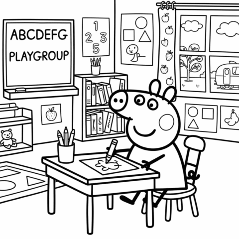 Peppa Pig School Coloring Page