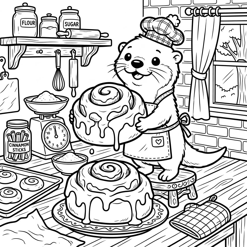 cute cinnamon roll coloring page