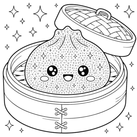 glitter dumpling coloring page