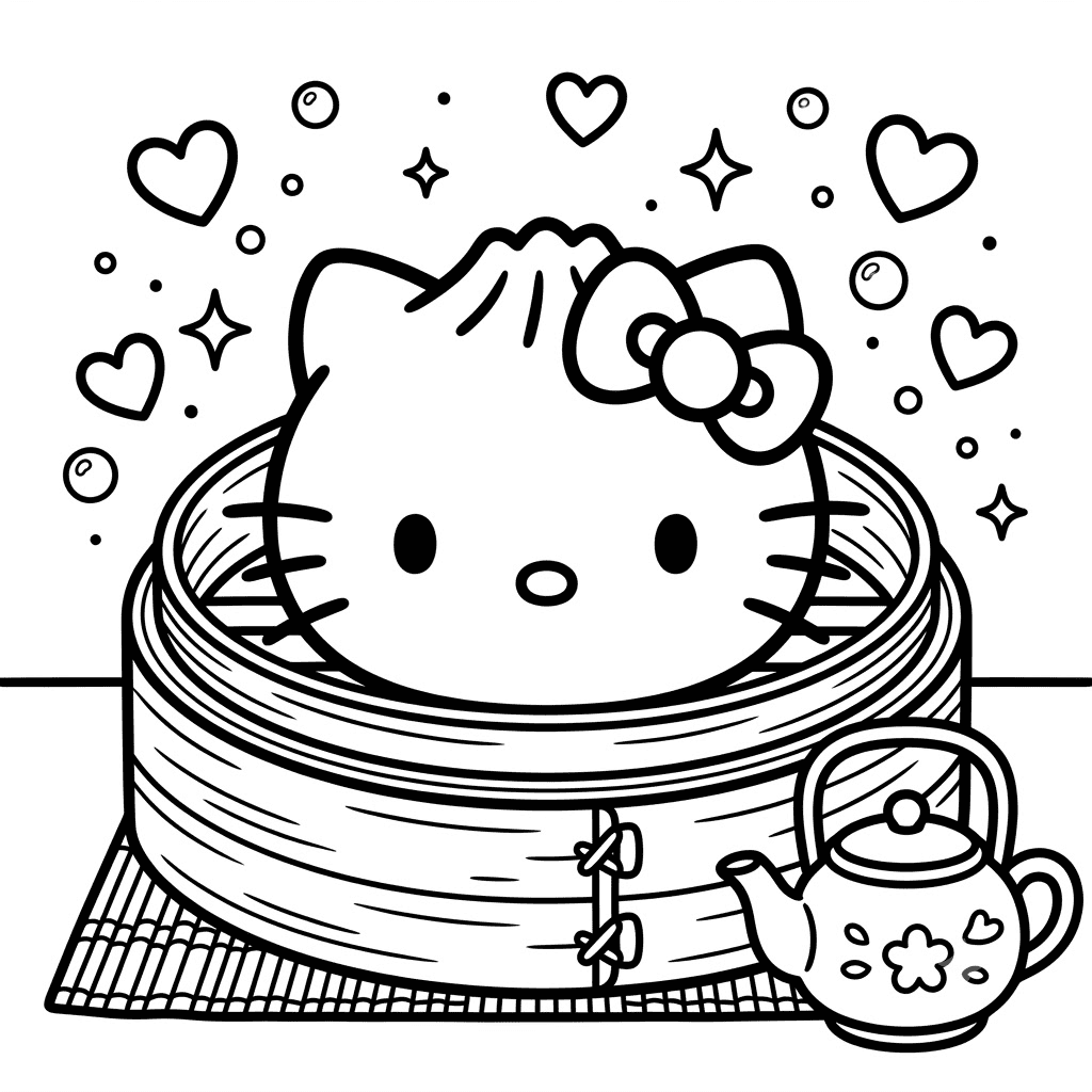 pictures to color hello kitty dumplings