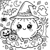Kawaii Halloween Dumpling Coloring Page