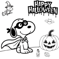 Snoopy Halloween Coloring Page for Kids