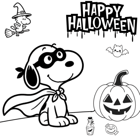 Snoopy Halloween Coloring Page for Kids