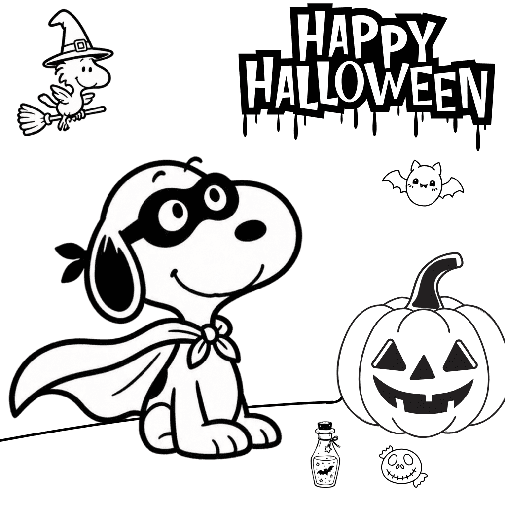Snoopy Halloween Coloring Page for Kids
