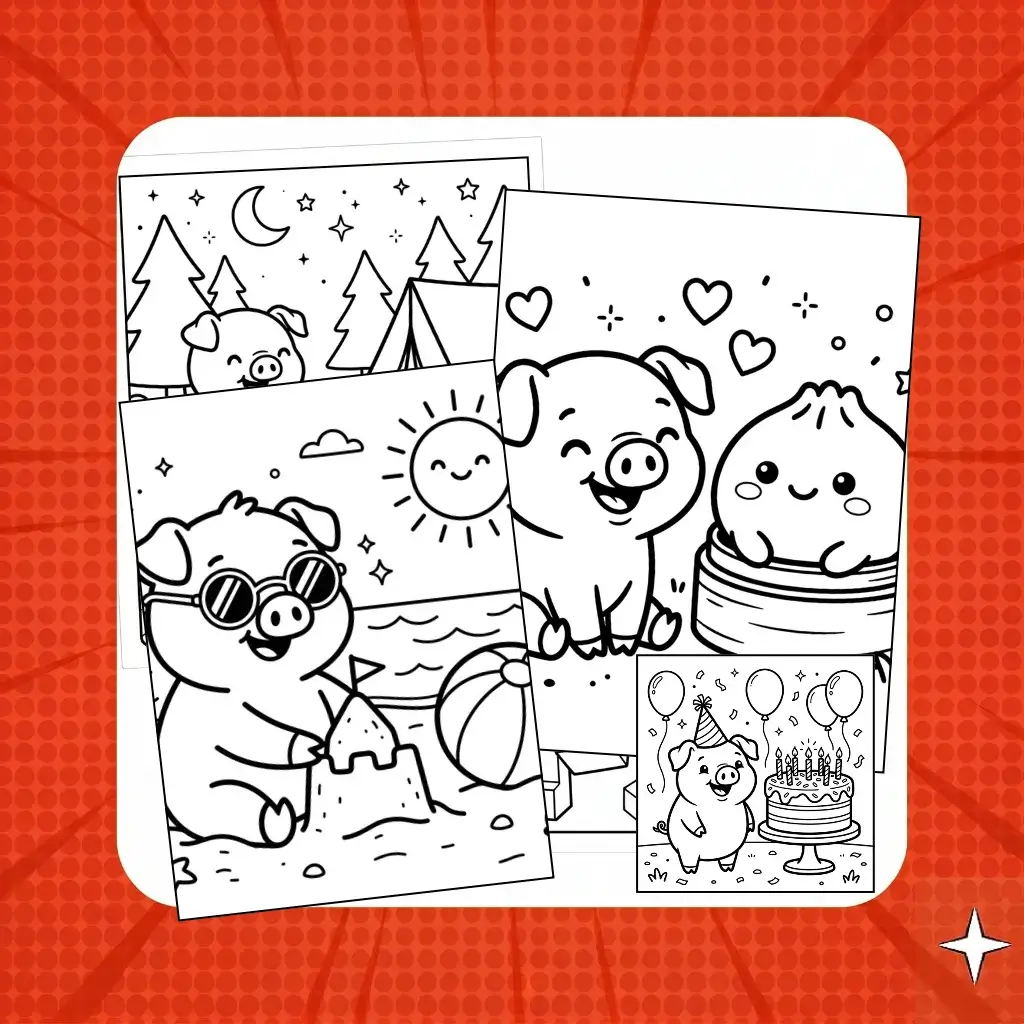 Cute pig coloring pages