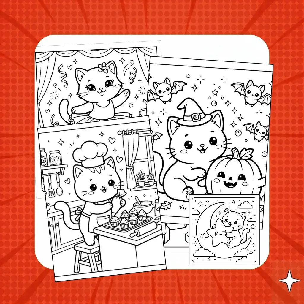 Kawaii Cat Coloring Pages